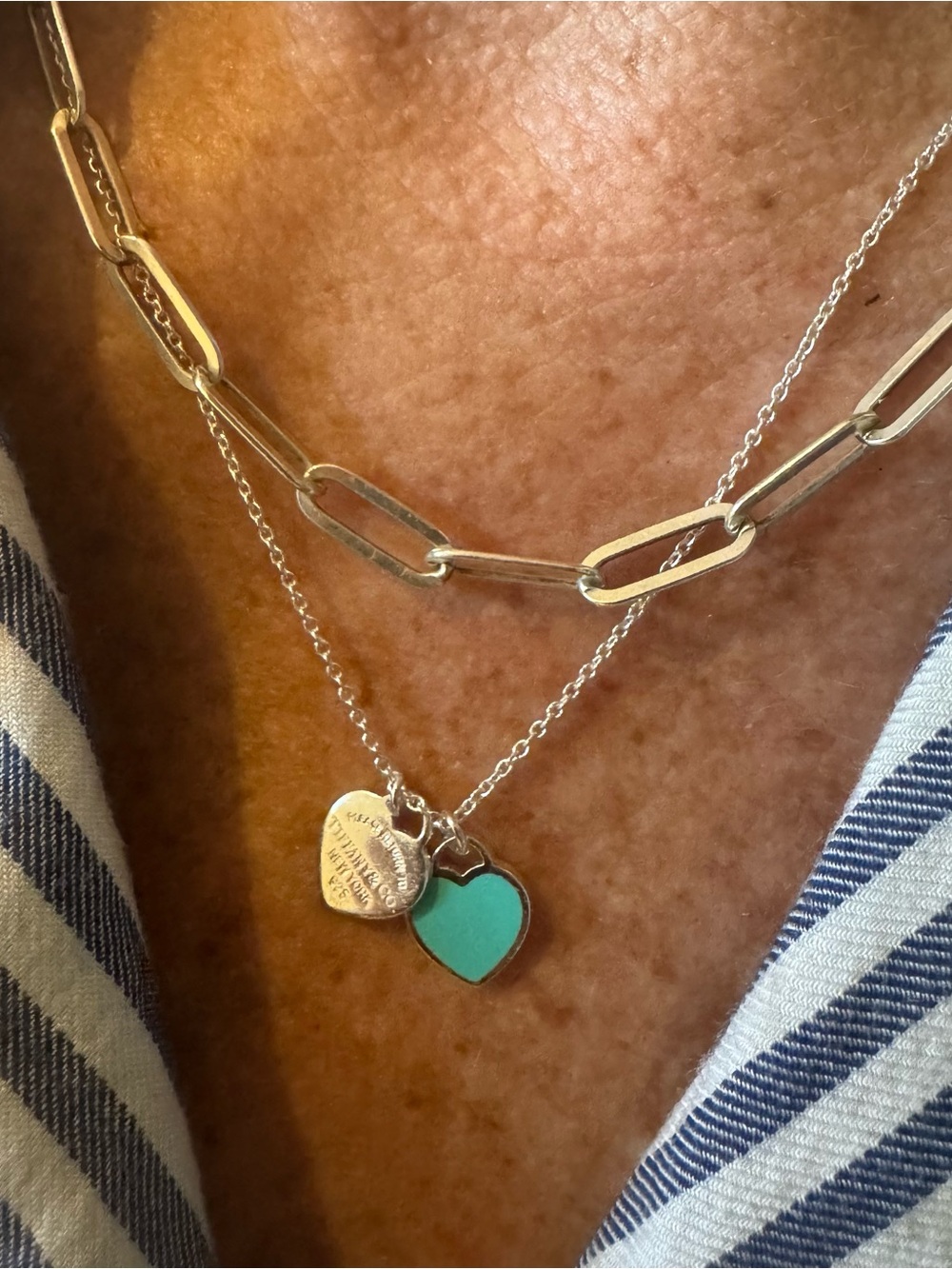 Return to Tiffany, tiffany & Co. 925 silver double heart necklace